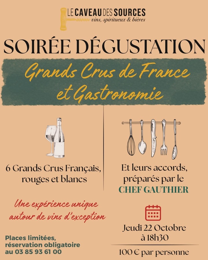 La soirée dégustation grands crus du Caveau des Sources, publiée sur Instagram